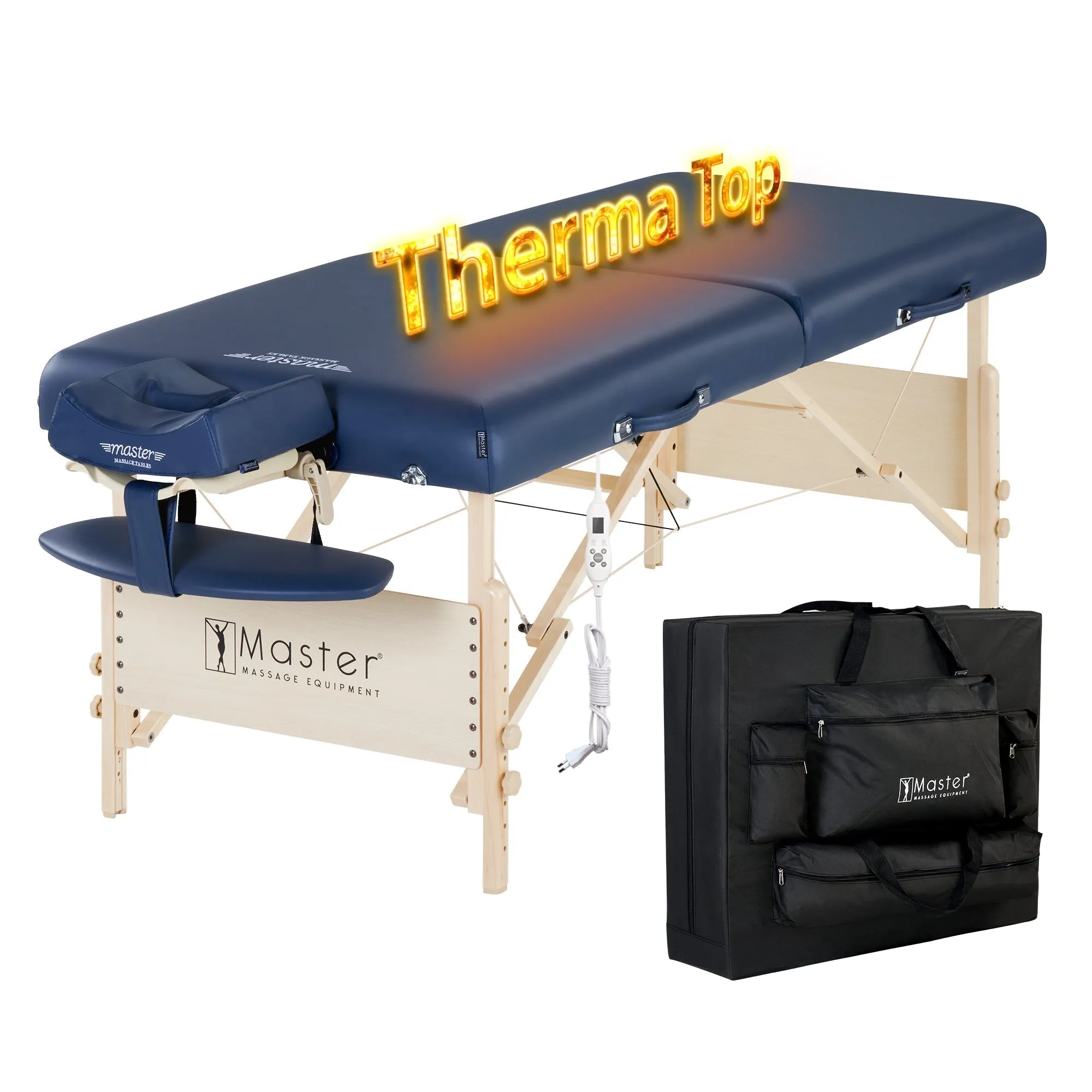 MD7 Master Massage 71cm CORONADO Portable Massage Table with Therma-Top- Adjustable Heating System And without CARRY CASE (UK Plug, Royal Blue)