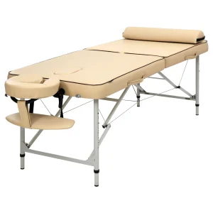 Lightning Deal! Master Massage 71cm Breeze with face hole Light Weight Aluminum Portable Massage Table Package, Cream Color