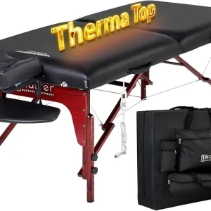 Master Massage 79cm Montclair ThermaTop Portable Massage Table with Memory Foam, Reiki Panels, & Shiatsu Cables(Black) Esthetician Bed- Lash