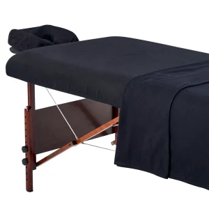 Master Massage Deluxe Massage Table Flannel 3 Piece Sheet Set - 100% Cotton- Black