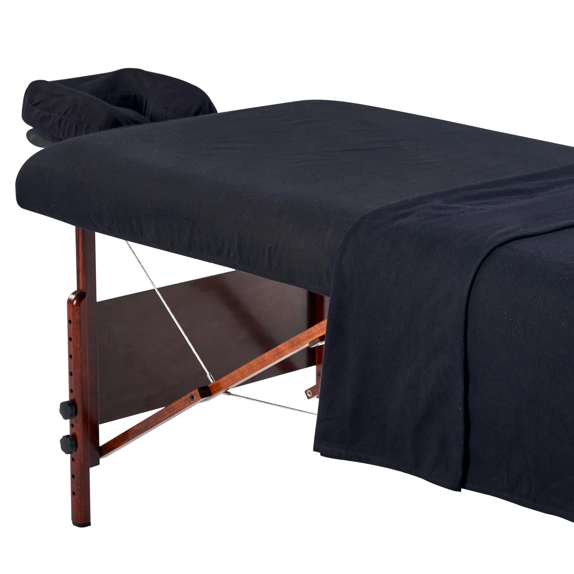 Master Massage Deluxe Massage Table Flannel 3 Piece Sheet Set - 100% Cotton- Black