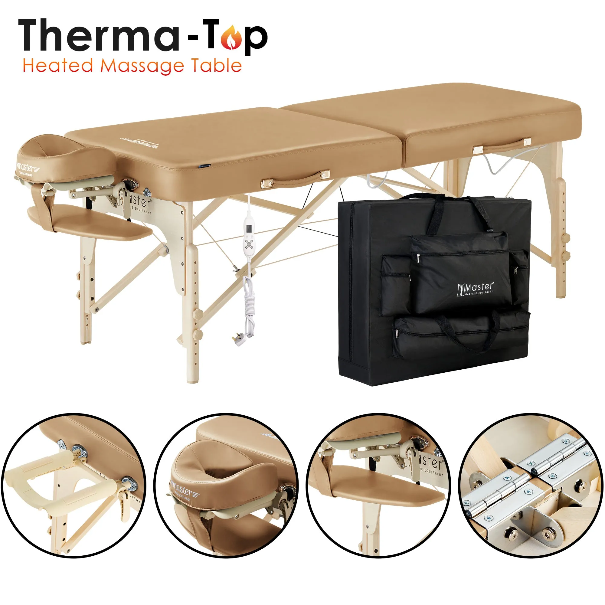 Master Massage 71cm Phoenix Portable Massage Table Package with Therma-Top - Adjustable Heating System! (Otter Color)