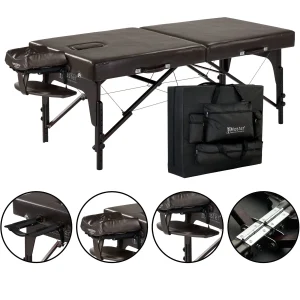 Lightning Deal! Master Massage 71cm SUPREME Pro Portable Massage Table Package with MEMORY FOAM Layer, Reiki Panels, & Face Port! (Chocolate Color)